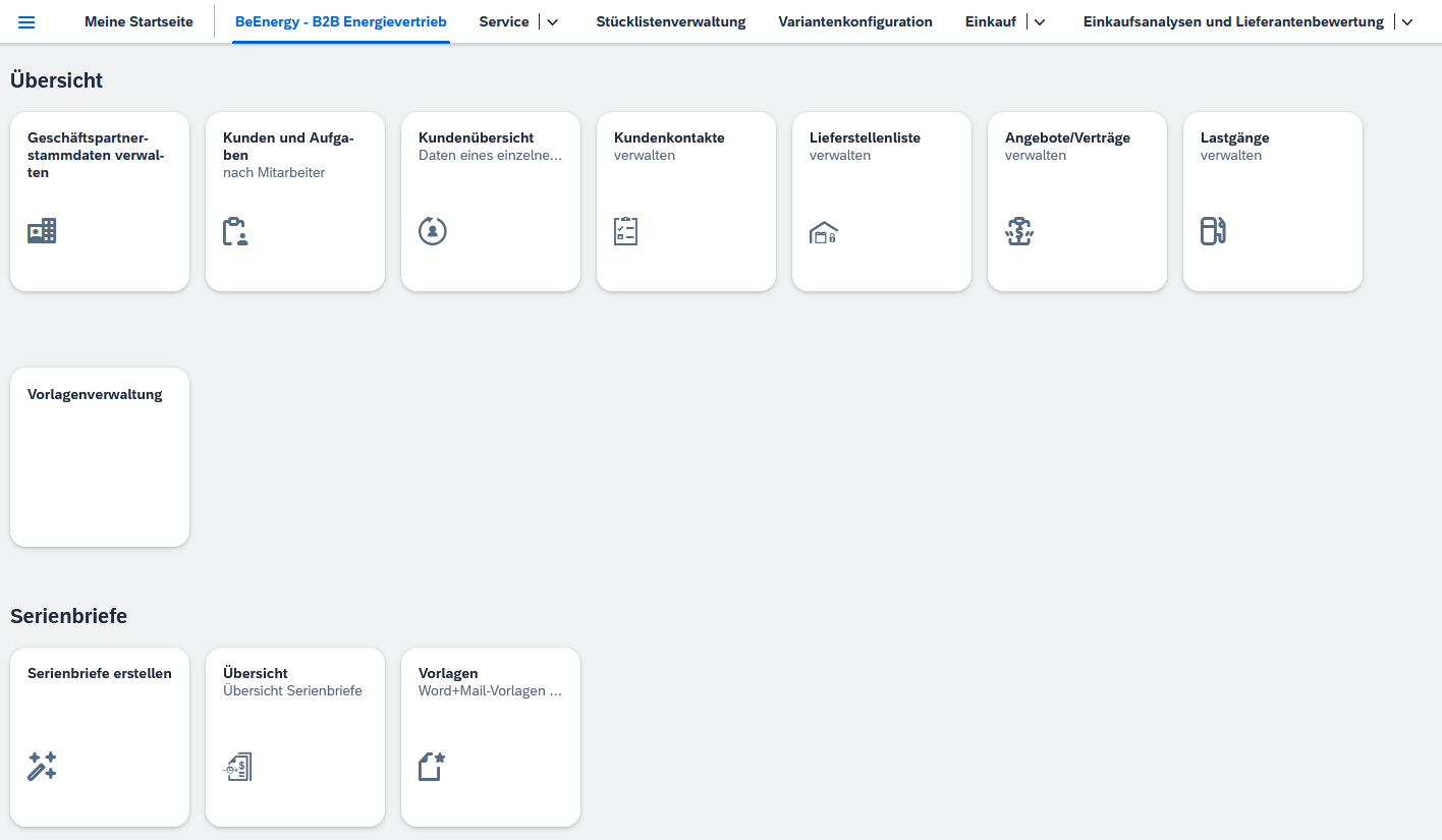 Screenshot der BeEnergy!-Einstiegsseite